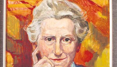 Selbstbewusst, optimistisch und mit wachem Blick schaut Marie Sieger dem Betrachter fest in die Augen. So sieht sich die Malerin in einem Selbstportr&auml;t, das im Informationszentrum des Klosters Sch&ouml;ntal h&auml;ngt.Fotos: Barbara Griesinger/privat