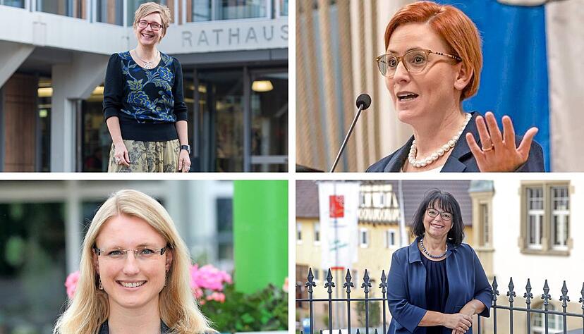 Die Bürgermeisterinnen (von links nach rechts, und von oben nach unten) Heike Schokatz (Gundelsheim), Birgit Hannemann (Weinsberg), Sarina Prfünder (Lauffen) und Sabine Rotermund (Schwaigern).