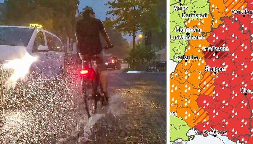 In Heilbronn gilt Warnstufe rot: Ab Freitag setzt Dauerregen ein – Flüsse könnte überlaufen.