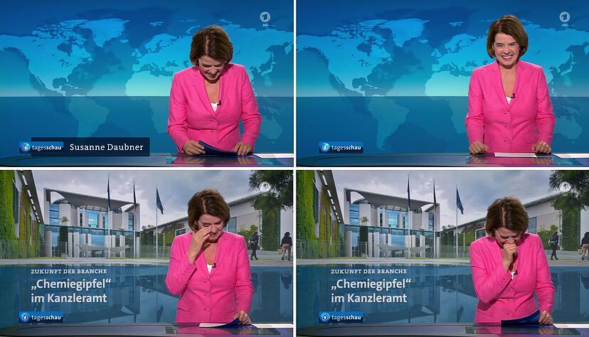 Standbilder der Ausstrahlung der "Tagesschau" um 07:30 Uhr zeigen die lachende «Tagesschau»-Sprecherin Susanne Daubner. Standbilder der Ausstrahlung der "Tagesschau" um 07:30 Uhr zeigen die lachende «Tagesschau»-Sprecherin Susanne Daubner.