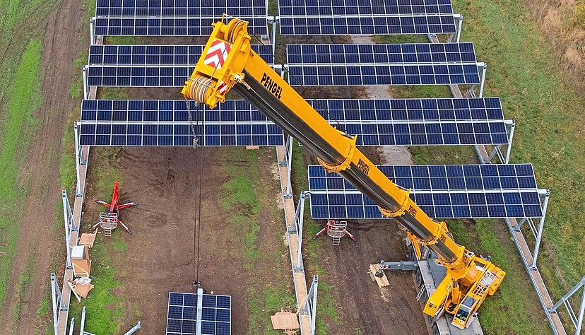 So ähnlich wird es aussehen, wenn die sogenannte Agri-PV-Anlage bei Goggenbach installiert wird: Die Solarmodule stehen drei Meter über dem Boden.
Foto: Archiv/privat So ähnlich wird es aussehen, wenn die sogenannte Agri-PV-Anlage bei Goggenbach installiert wird: Die Solarmodule stehen drei Meter über dem Boden.
Foto: Archiv/privat
