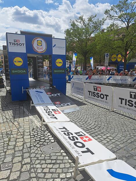 Die diesjährige Deutschland-Tour startet am 21. August mit dem Prolog in Schweinfurt. Hier ist der Startbereich zu sehen. Die diesjährige Deutschland-Tour startet am 21. August mit dem Prolog in Schweinfurt. Hier ist der Startbereich zu sehen.