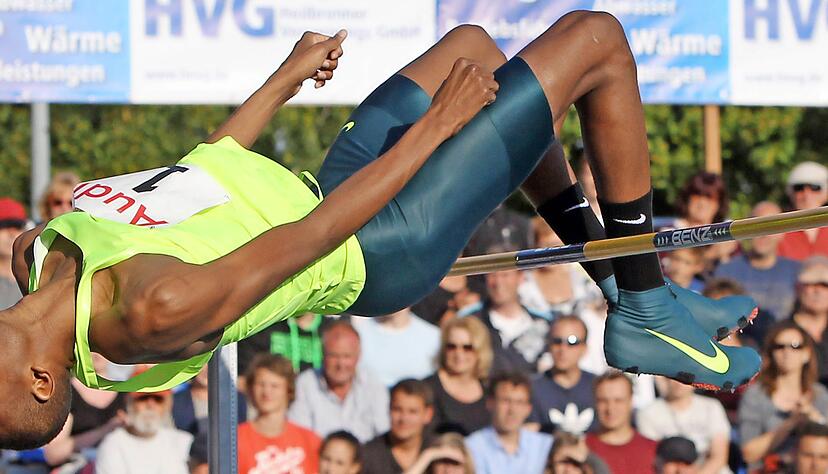 Das 40. und letzte Hochsprung-Meeting vom 24. bis 26. August in Eberstadt findet ohne Weltmeister Mutaz Essa Barshim statt, der Katari ist verletzt und wird am Sprunggelenk operiert. Foto: Andreas Veigel