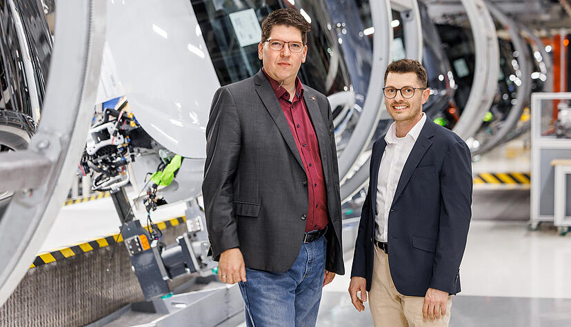 Die neue Betriebsratsspitze am Audi-Standort Neckarsulm: Vorsitzender Alexander Reinhart (links) und sein Stellvertreter Robin L&ouml;rcher.