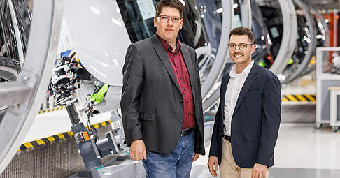 Die neue Betriebsratsspitze am Audi-Standort Neckarsulm: Vorsitzender Alexander Reinhart (links) und sein Stellvertreter Robin L&ouml;rcher.