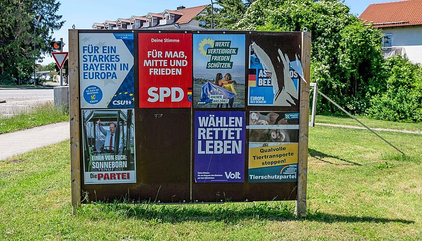 Die Wahlplakate zur Europawahl geben einen Hinweis darauf, dass in Deutschland viele unterschiedliche und auch sehr kleine Parteien antreten.
Foto: imago images/Eibner