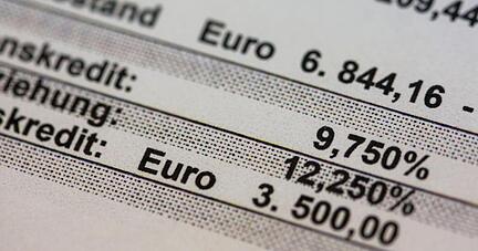 Negativ-Kontostand von 6.844,16 Euro auf einem Kontoauszug. Im Vergangenen Jahr suchten mehr Menschen wegen finanzieller Schieflage die Hilfe von Schuldner- und Insolvenzberatungsstellen.
