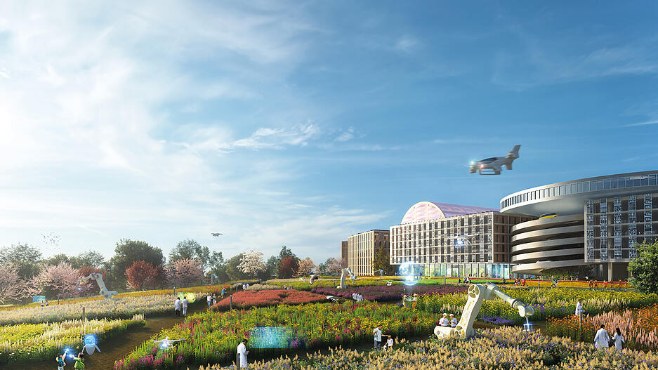 Das Architekturbüro MVRDV aus Rotterdam hat sich den Auftrag für den KI-Park in Heilbronn geholt. Das sind die Entwürfe, wie das Gelände einmal aussehen soll.