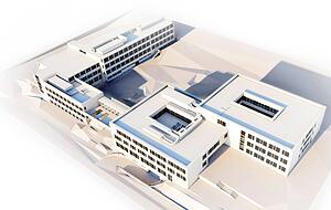 Aus dieser Perspektive ist gut zu sehen, wie sich die Klassenzimmer um die Innenhöfe anordnen. Bis 2023 sollen A- und B-Bau, bis 2025 auch C-Bau fertig sein. Foto: privat Aus dieser Perspektive ist gut zu sehen, wie sich die Klassenzimmer um die Innenhöfe anordnen. Bis 2023 sollen A- und B-Bau, bis 2025 auch C-Bau fertig sein. Foto: privat