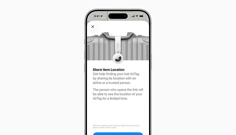 Kam der Koffer nicht am Zielflughafen an? Mit der Teilen-Funktion kann man den Standort mit mehr als 50 Airlines teilen. Dann wird er hoffentlich schneller gefunden.