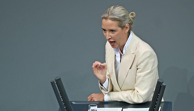 Die Oppositionsf&uuml;hrerin Weidel attackiert den Kanzler hart in ihrer Rede
