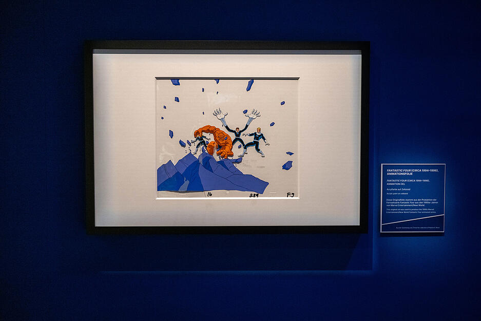 Eine Original-Animationsfolie aus der Produktion der Fernsehserie „Fantastic Four“ aus den 1990er Jahren.