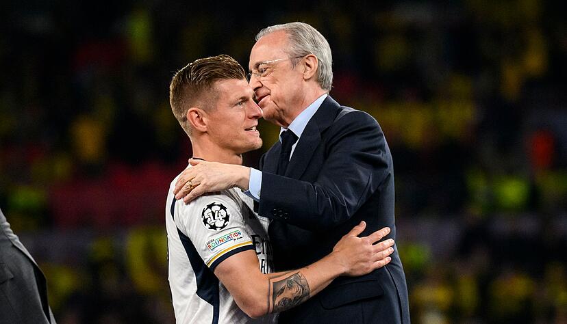 Florentino P&eacute;rez (r) will Fan-Liebling Kroos zur&uuml;ck zu Real lotsen. (Archivbild)
