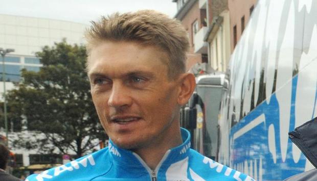 Ralf Grabsch 2008 als Profi bei Team Milram w&auml;hrend der Deutschland-Tour. Foto: Bernd Thissen