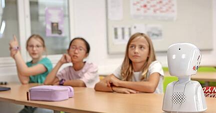 Wenn Emmas Avatar grün leuchtet, wissen ihre Klassenkameraden, dass sie etwas sagen möchte.
Fotos: Ralf Seidel