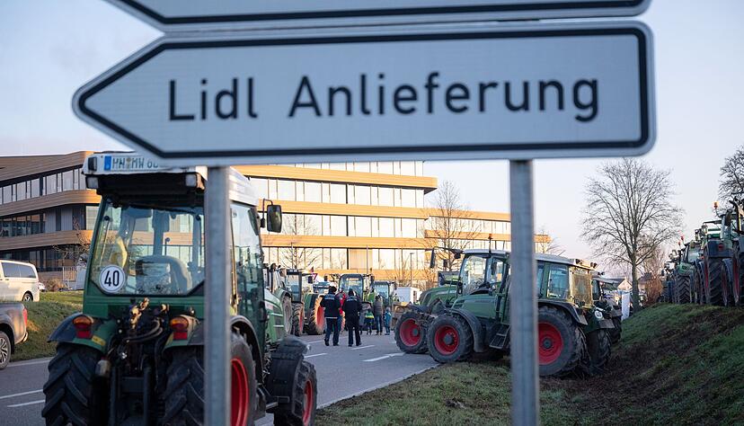 Die Bauern protestierten gegen die Preispolitik von Lidl.