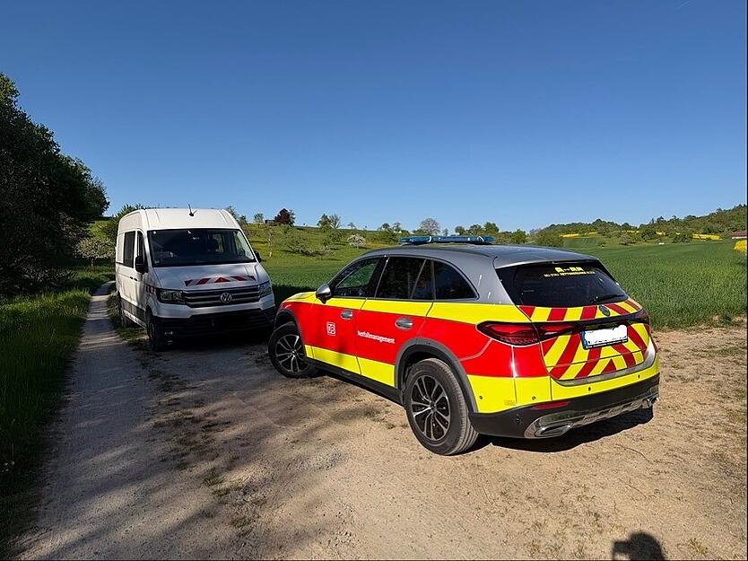 Auch das Notfallmanagement der Deutschen Bahn befindet sich bei Bretzfeld im Einsatz.