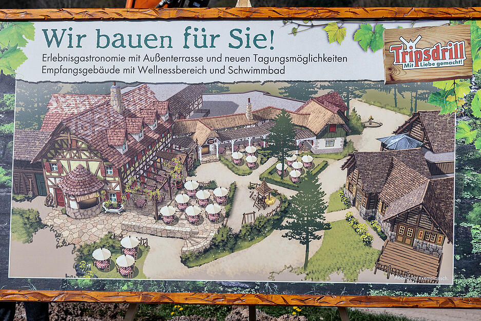 Eine „Wellnessoase“ mit drei Pools, Outdoor-Wasserspielplatz, Ruhezonen und Sauna sowie eine „Erlebnisgastronomie“ mit Bar und Tante-Emma-Laden – das alles soll in den nächsten zwei Jahren am Wildparadies Tripsdrill in Cleebronn entstehen.