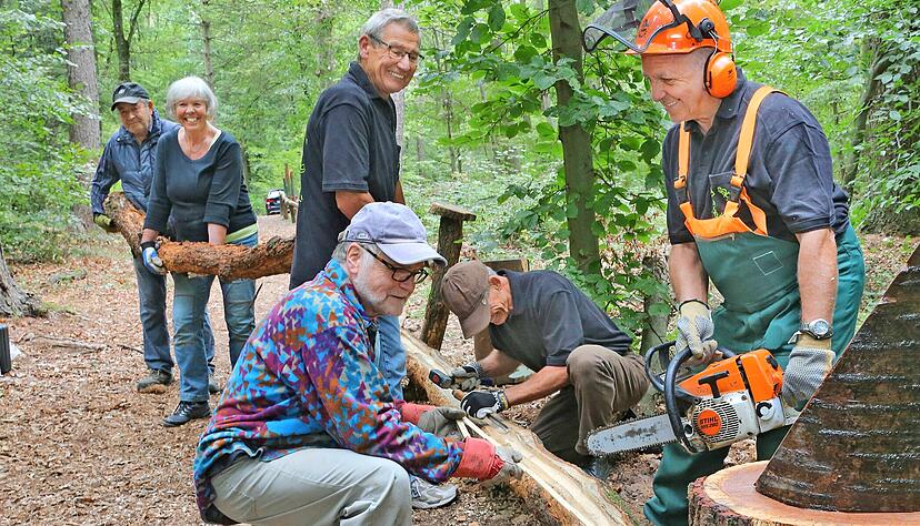 Bereits f&uuml;nf Jahre her: Die Freunde des Waldes beim Aufbau der 100 Meter langen Murmelbahn im Heilbronner Stadtwald.
Fotos: Archiv/Mugler