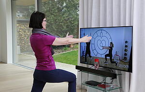 Ein Tipp: Flexibel sein. Auch zuhause gibt es Möglichkeiten, sich fit zu halten. Foto: Mrs.Sporty GmbH Ein Tipp: Flexibel sein. Auch zuhause gibt es Möglichkeiten, sich fit zu halten. Foto: Mrs.Sporty GmbH