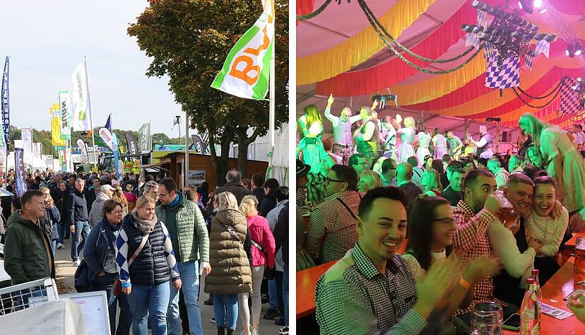 Festzelt-Stimmung auf der Wert-Wiesn (rechts), die Muswiese (links) punktet mit Krämermarkt und Landwirtschafts-Ausstellung. Festzelt-Stimmung auf der Wert-Wiesn (rechts), die Muswiese (links) punktet mit Krämermarkt und Landwirtschafts-Ausstellung.