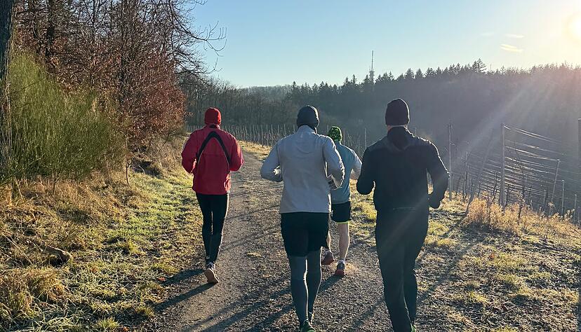 Die Laufgruppe trainiert am Heilbronner Gaffenberg