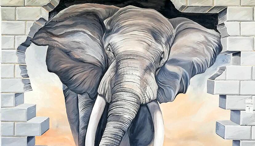 Der Elefant, der bei dem Biberacher Stuckateur Hazim Sello Bibo durch dessen Werkstatt zu brechen scheint, ist Peter Böhringers Masterpiece.