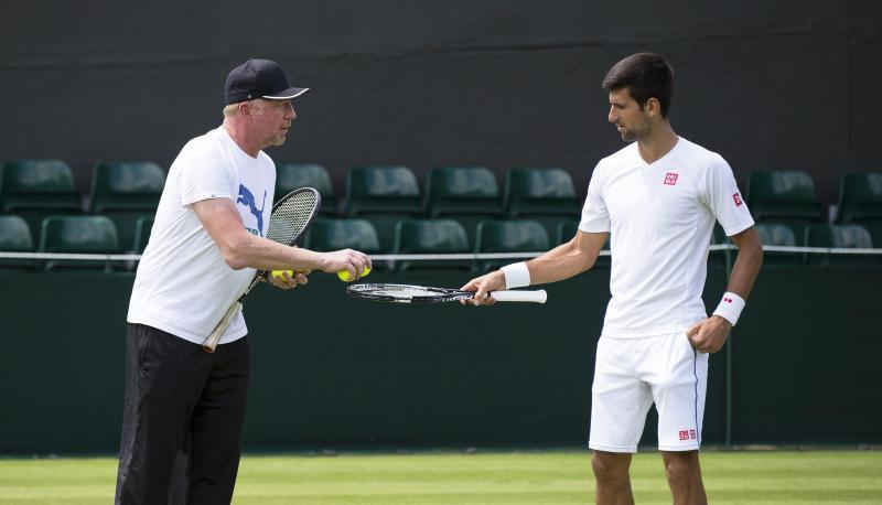 Boris Becker trainiert den Weltranglisten-Ersten Novak Djokovic. Foto: Peter Klaunzer Boris Becker trainiert den Weltranglisten-Ersten Novak Djokovic. Foto: Peter Klaunzer