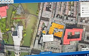 Blick auf künftige gemischte Wohn- und Gewerbeflächen (gelbe Farbe) zwischen Rathaus und Neckar. Es sind geplante Flächen am jetzigen Parkplatz Lohtorstraße (deshalb Baulücken). Ein Wohn- und Geschäftshaus ist hier nach wie vor angedacht. Blick auf künftige gemischte Wohn- und Gewerbeflächen (gelbe Farbe) zwischen Rathaus und Neckar. Es sind geplante Flächen am jetzigen Parkplatz Lohtorstraße (deshalb Baulücken). Ein Wohn- und Geschäftshaus ist hier nach wie vor angedacht.