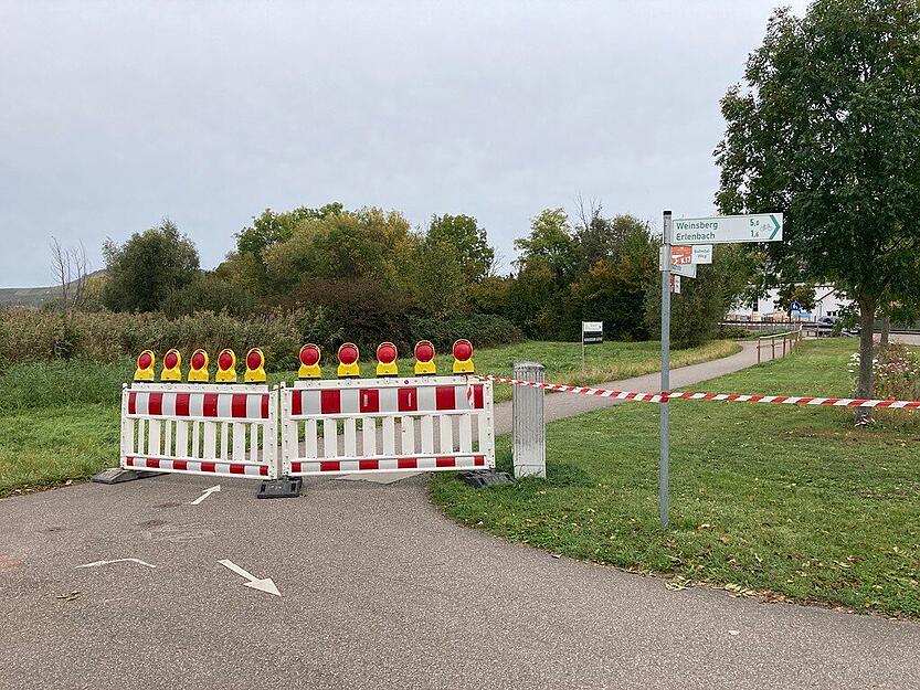 Die Stelle befindet sich an einem Radweg in Richtung Neckarsulm.