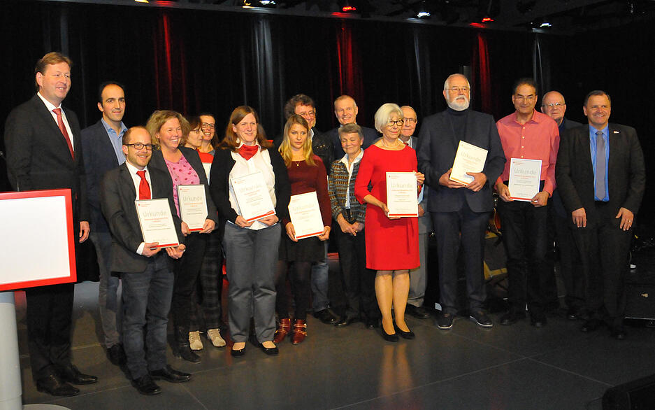 Alle Preisträger des Heilbronner Bürgerpreises 2018 versammelt.