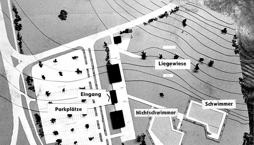 Zusammengestellt von Archiv und Dokumentation der Heilbronner Stimme - 

Juli 1963: Heilbronn erhält ein zweites Freibad für rund drei Millionen Mark.  Der Bauausschuss entscheidet sich für die Ideenskizze der Petunia GmbH aus Grötzingen.