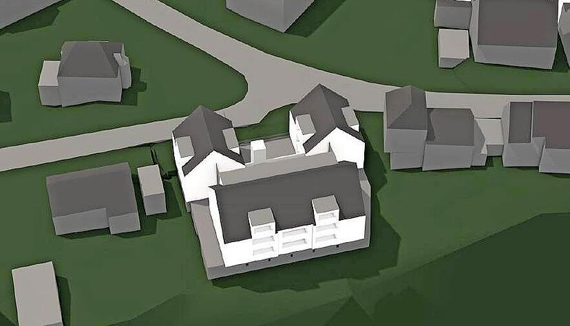 So wird es aussehen: Die Visualisierung des Architekturb&uuml;ros zeigt Lage und Gestaltung des neuen Mehrparteienhauses an der altehrw&uuml;rdigen Adresse.
Grafik: B&uuml;ro ARS