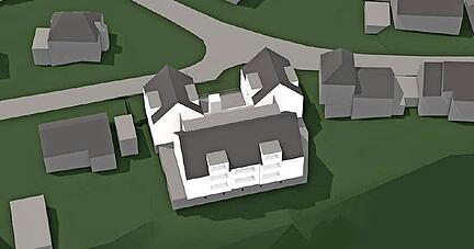 So wird es aussehen: Die Visualisierung des Architekturb&uuml;ros zeigt Lage und Gestaltung des neuen Mehrparteienhauses an der altehrw&uuml;rdigen Adresse.
Grafik: B&uuml;ro ARS