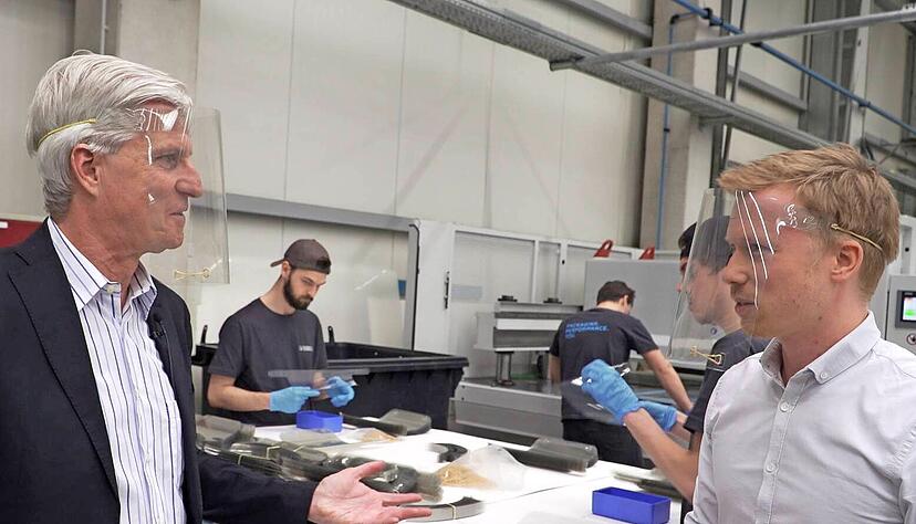 Viele Unternehmen in der Region helfen in der Not. Die Heilbronner Firma Marbach produziert f&uuml;r zahlreiche Kliniken Gesichtsschilde.
Foto: Manuel Maier