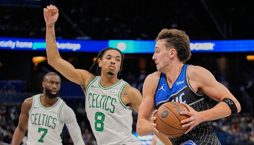 Franz Wagner führte die Magic gegen die Celtics mit 27 Zählern an. Franz Wagner führte die Magic gegen die Celtics mit 27 Zählern an.