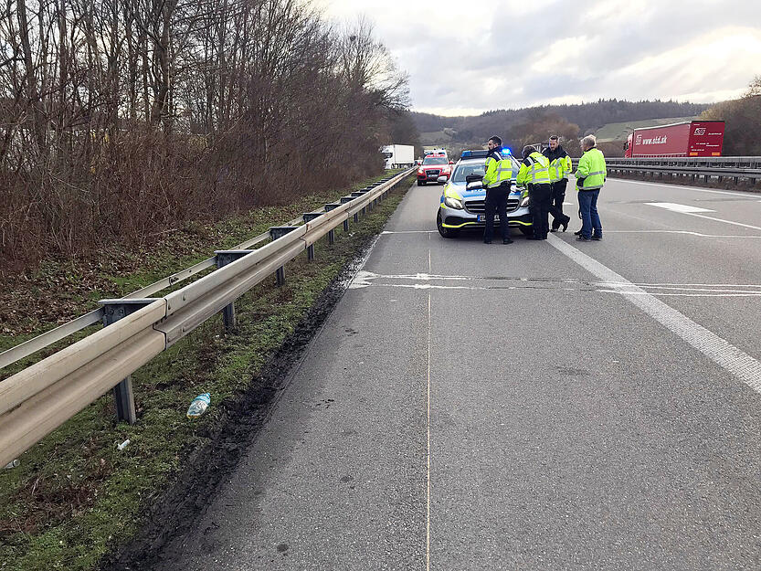 Lkw-Auffahrunfall auf der A6 bei Weinsberg