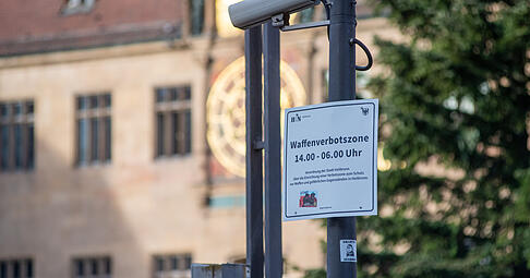 Sicherheit am Marktplatz Heilbronn: Hier wird mit Kameras &uuml;berwacht, zudem gilt hier eine Waffenverbotszone.