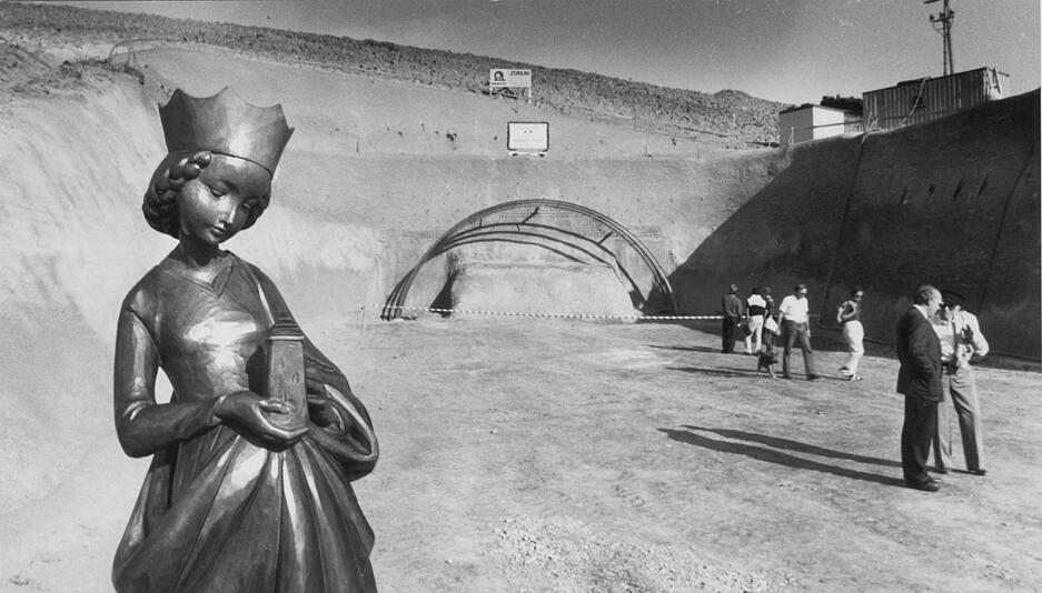 Barbara, die Schutzheilige der Bergleute, ist auf dieser Aufnahme zu sehen. Aufnahme aus dem Jahr 1986.