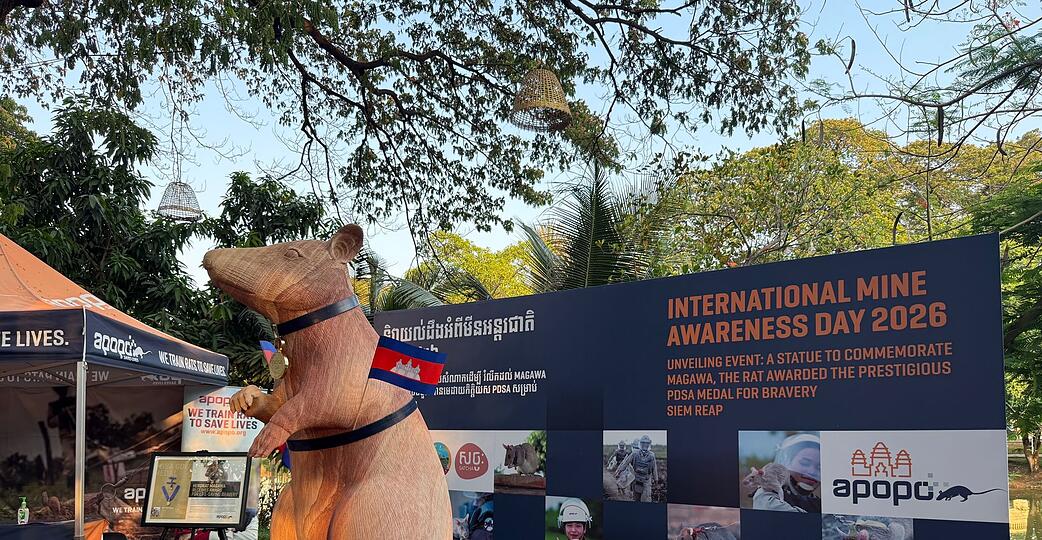 Magawas Denkmal steht im Zentrum der Kleinstadt Siem Reap.