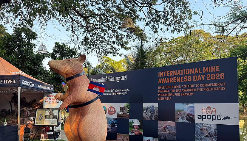 Magawas Denkmal steht im Zentrum der Kleinstadt Siem Reap.