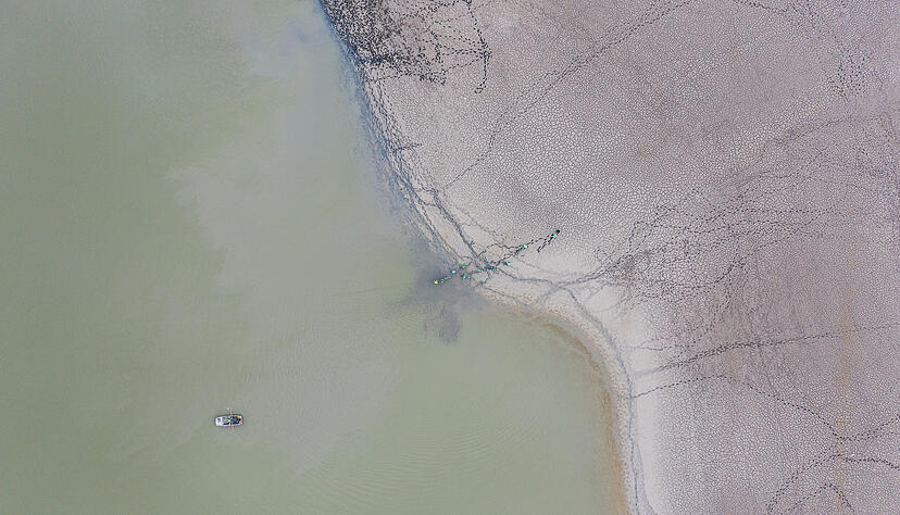 Luftbilder vom Abfischen des Breitenauer Sees