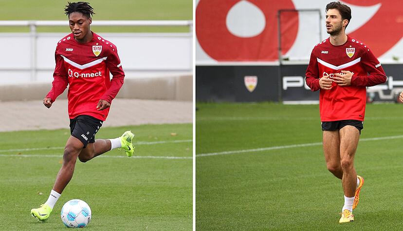 Die verletzten Spieler Justin Diehl (l.) und Leonidas Stergiou stehen beim VfB Stuttgart vor einem Comeback. Die verletzten Spieler Justin Diehl (l.) und Leonidas Stergiou stehen beim VfB Stuttgart vor einem Comeback.