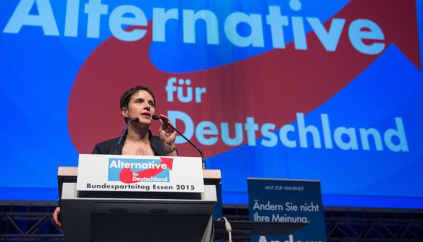 Die neu gewählte AfD-Vorsitzende Frauke Petry spricht auf dem Parteitag in Essen. Auch die zum Teil "menschenverachtenden Parolen" auf dem Parteitag waren ein Grund für den Austritt der Heilbronner Stadträte. Foto: Maja Hitij Die neu gewählte AfD-Vorsitzende Frauke Petry spricht auf dem Parteitag in Essen. Auch die zum Teil "menschenverachtenden Parolen" auf dem Parteitag waren ein Grund für den Austritt der Heilbronner Stadträte. Foto: Maja Hitij