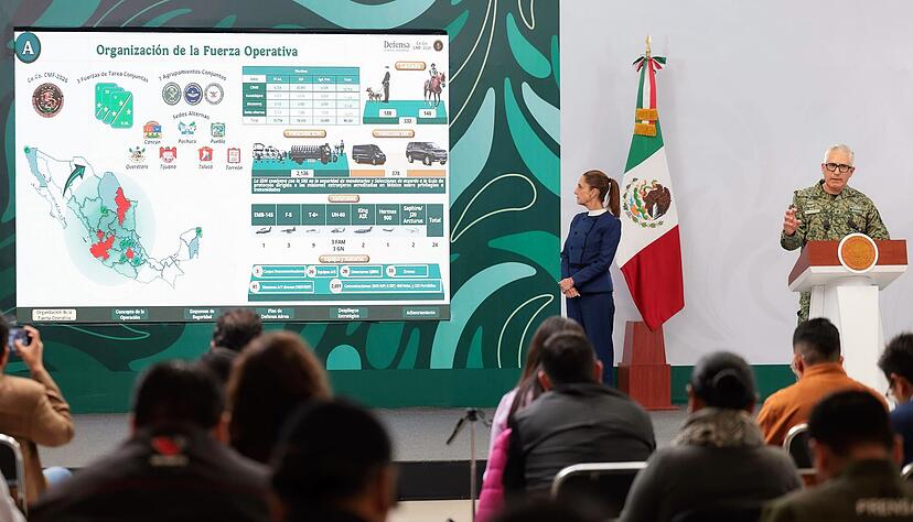 &laquo;Sind bestens vorbereitet&raquo;: Pr&auml;sidentin Claudia Sheinbaum auf einer Pressekonferenz.