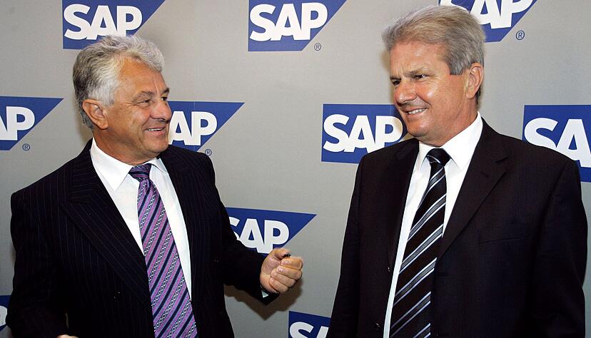 Waren vor einem halben Jahrhundert bei der SAP-Gr&uuml;ndung dabei: Hasso Plattner (l) und Dietmar Hopp.