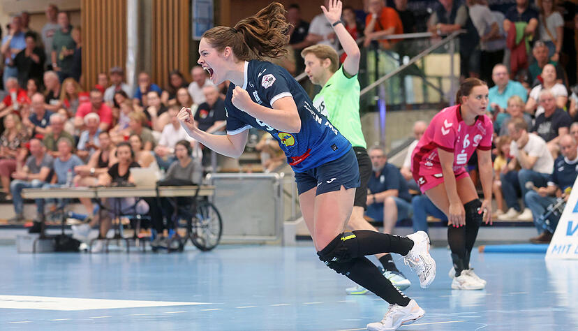 Amber Verbraeken jubelt k&uuml;nftig wieder im Trikot der Sport-Union Neckarsulm, sollte sie ihre Kreuzbandverletzung &uuml;berstanden haben.