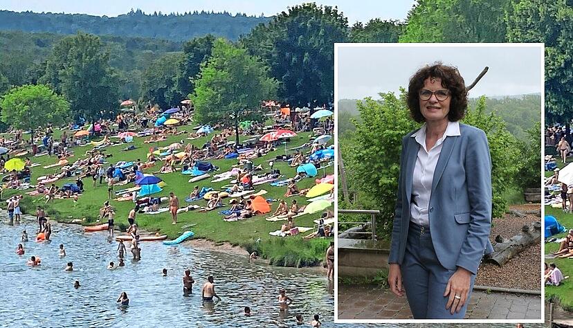 Zaberfelds B&uuml;rgermeisterin Diana Danner spricht &uuml;ber das Badeverbot in der Ehmetsklinge.
