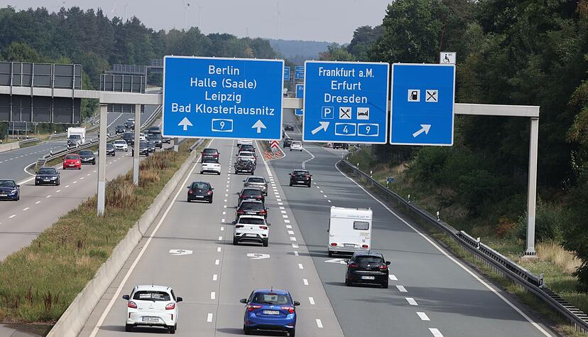 Die A9 am Hermsdorfer Kreuz in Th&uuml;ringen Richtung Berlin.