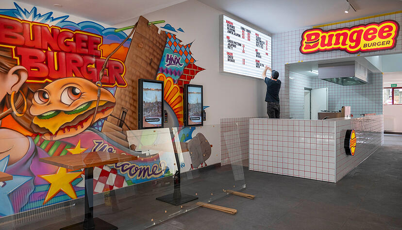 Bungees Burger, in fr&uuml;heren R&auml;umen von Michels K&uuml;che, in der Hafenmarktpassage.